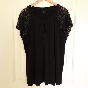 TORRID Studio Knit Lace Short Sleeve Top Black Size 2/Size 2X